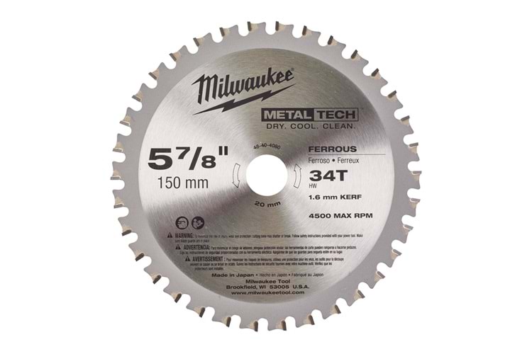 Milwaukee Metal Kesme Testere 150X20Mm 34 Diş M18 Fmcs T48404080